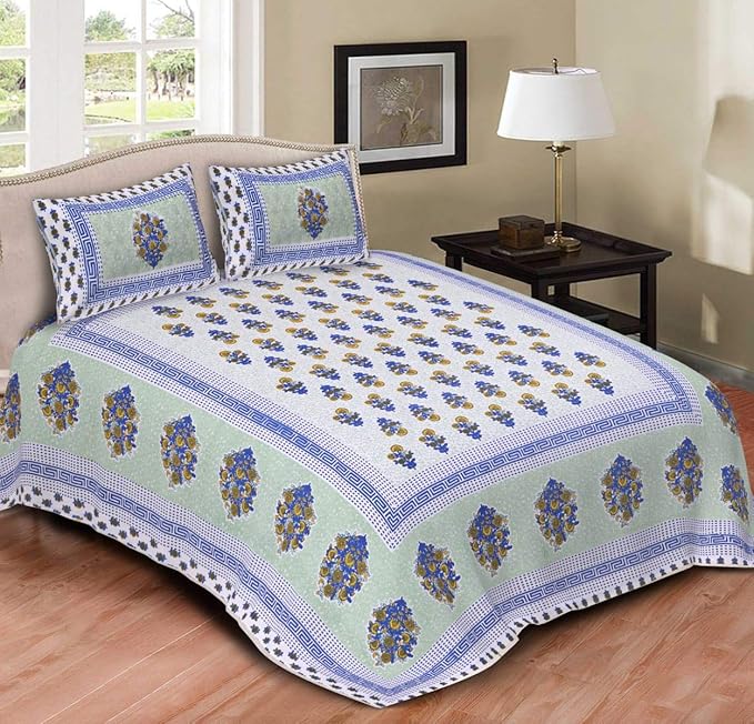 Royal bedsheet Beautiful Homes Cotton Size Double bedsheet for King Size with 2 Pillow Covers