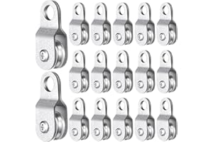 Yaocom 20 Pcs Small Single Pulley Block Wheel Bearing Inside Cable Rollers Single Snatch Cable Pulley Block Hanging Rope Accessories for 6mm/ 0.23 and 8mm/ 0.31'' Wire Rope, Load 70 Lb(2.6 x 1.1 Inch)