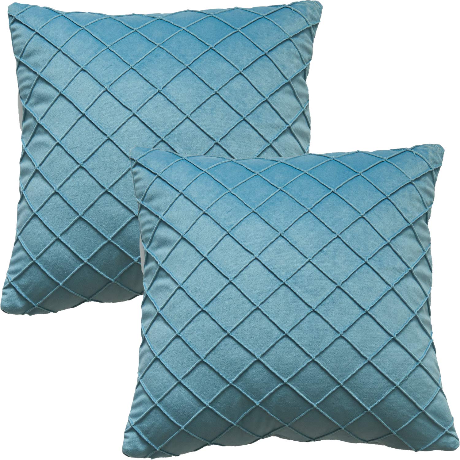 GONOVE Cushion Covers 45X45cm Soft Velvet Decorative Throw Pillow Cases Pack of 2 Square Pillow Covers Pillowcases with Invisible Zipper for Home Couch Sofa Bed, Blue
