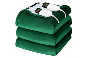 BOMOVA Heated Electric Blanket Queen Size - 84" x 90" Heating Blanket with Dual Control, 10 Heating Levels & 8 Hours Auto Off, Soft Warm Flannel Gift Blanket with Over-Heat Protection, ETL & FCC Certified