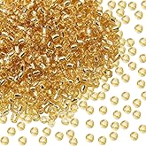 Glass Seed Beads Penta Angel 50g Mini Round Craft Loose Spacer Pony Beads for Earring Bracelets Necklace Waist Bead Jewelry Making (2mm, Light Gold)