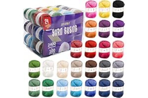 HEARTH & HARBOR Acrylic Yarn Skeins 12 x 50g - 1200 Yards - Yarn for Crocheting - Soft Crochet Yarn for Knitting and Crafts - Multicolored Crochet Craft Yarn for Adults and Kids - 12 Pack