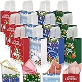 Cholemy 100 Christmas Gift Paper Bags Bulk with Handles Paper Treat Bags Winter Xmas Tree Santa Snowman Kraft Bag Snowflake Reusable Grocery Goodie Bags for Party Favor Holiday Present Wrapping Gifts