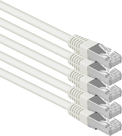 1aTTack.de 5x Cat6 S-FTP Patch Cable 1m White Gigabit Copper Halogen-Free
