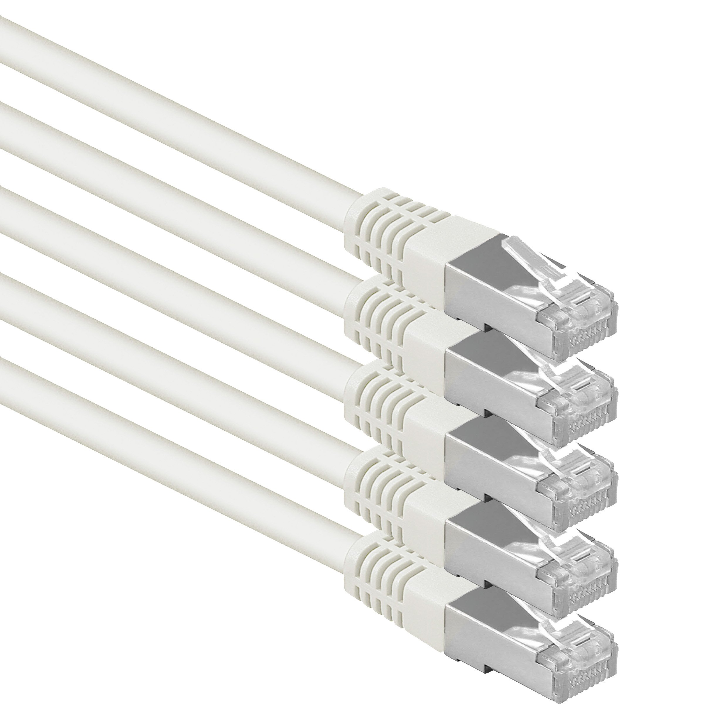 1aTTack.de 7.5 m white - 5 pieces Cat.6 patch cable network cable CAT6 S-FTP Gigabit Lan PIMF CAT 6 copper CU halogen-free Internet DSL game console Smart TV — image 1