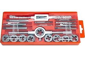 20 Pieces Tap and Die Set Standard Metric Rethreading Kit, Tungsten Alloy Steel, for Cutting External and Internal Threads in
