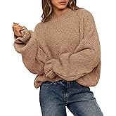 BTFBM Women's Oversized Sweater Crewneck 2025 Fall Winter Long Sleeve Fuzzy Warn Knit Pullover Sweaters Trendy Outfits