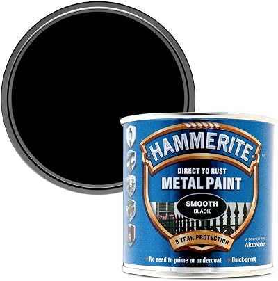 Hammerite Direct to Rust Metal Paint Smooth Black 250ML Rust Protection