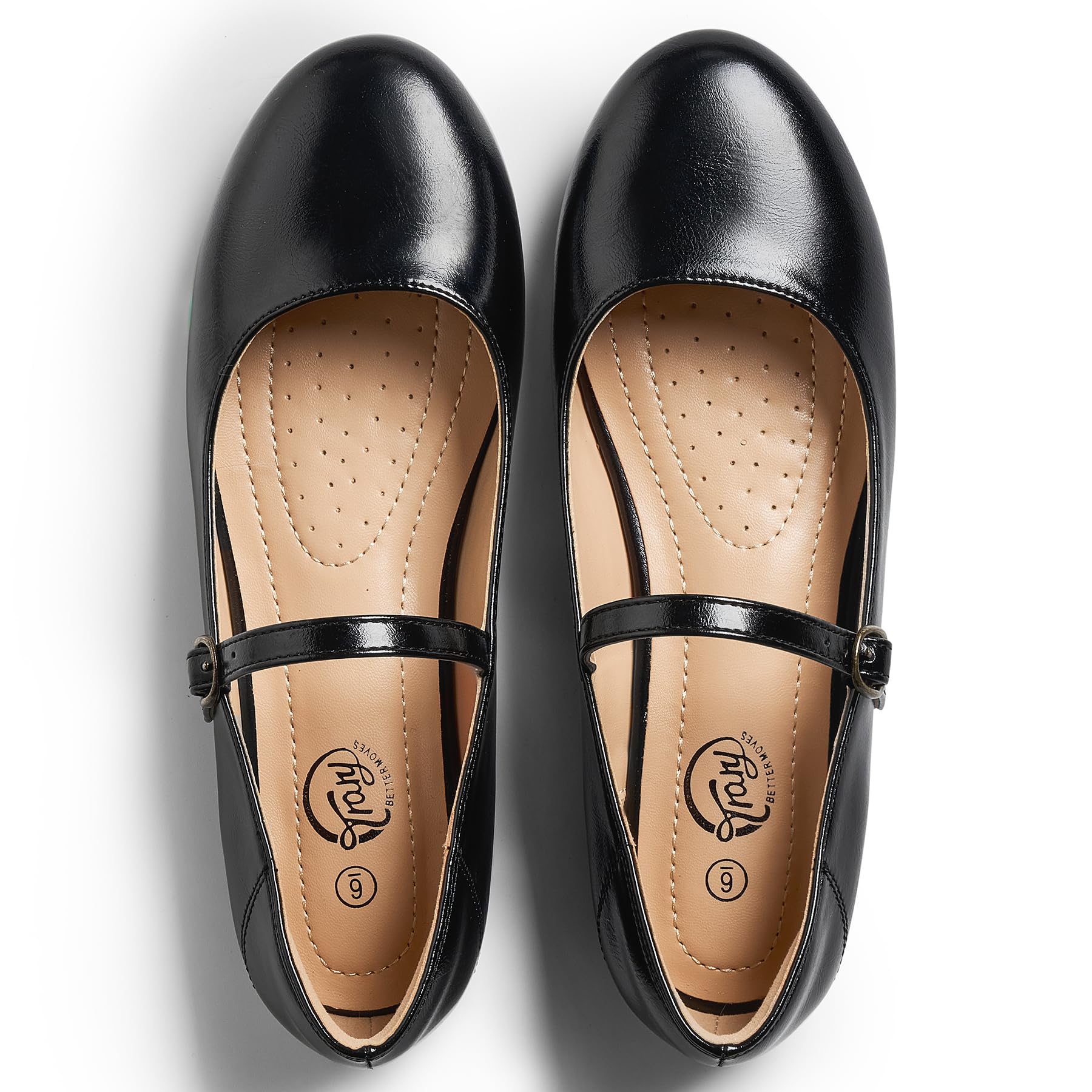 Trary Mary Jane Ballet Flats, Black Flats for Women, Ankle Strap Dressy Comfortable Flats