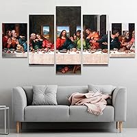 SIGNWIN 5 Panel Canvas Wall Art The Last Supper by Andrea Solari Giclee for Home Decorations Ready to Hang - 60