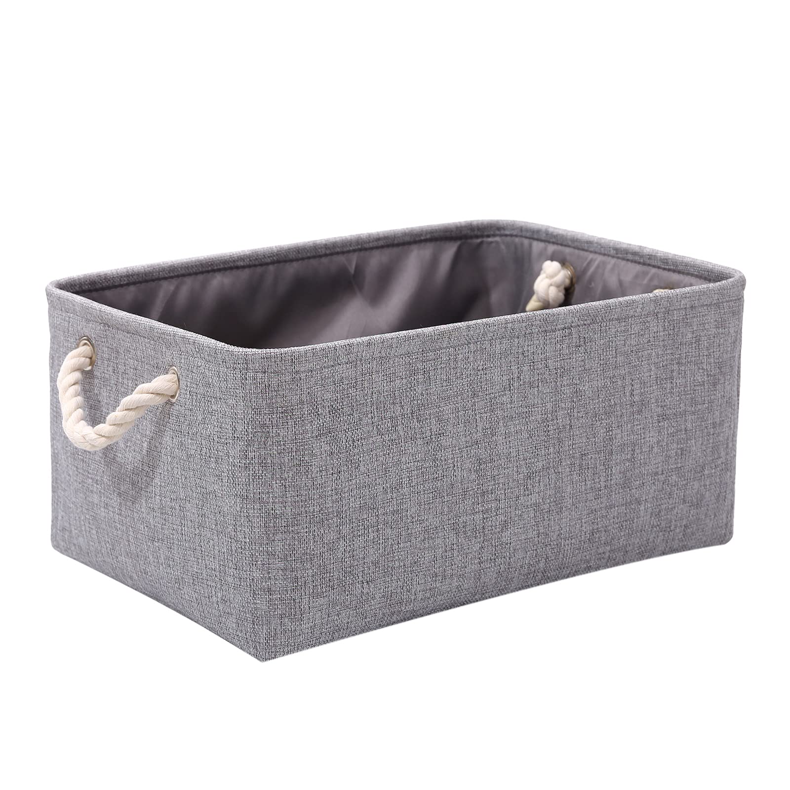 Fabric Grey Storage Boxes with Handles, Small Grey Storage Basket, Canvas Storage box for Cupboards, Shelves, Toys, Clothes, Office (grey, small)