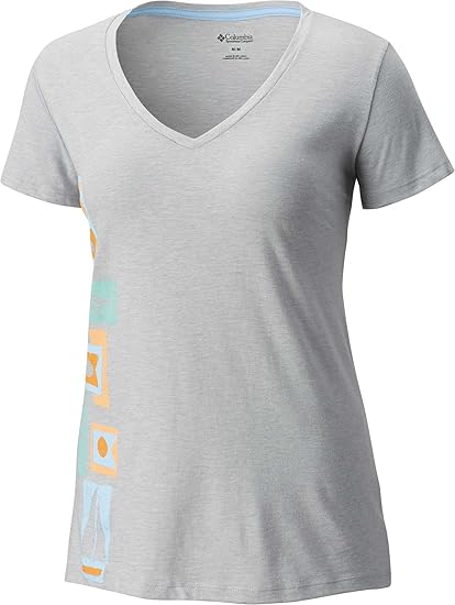 Columbia Pfg T Shirt A Col En V Pour Femme Motif Drapeau Cotier