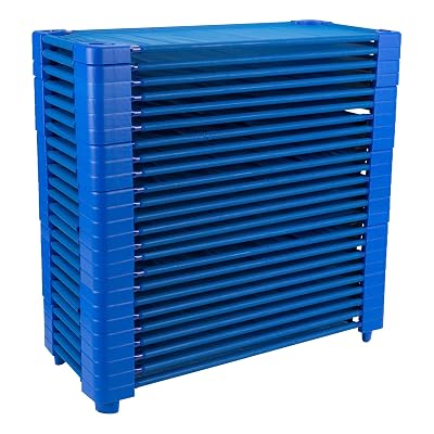 Sprogs Heavy Duty Toddler 40"L Stackable Daycare Cots for Preschool Kids Sleeping, Resting, and Naptime, SPG-0232-5-24PK, Blue (Pack of 24)