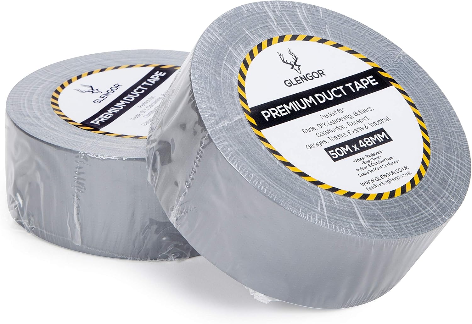 Glengor Silver/Grey Duct Tape - 2 Pack, 48mm x 50m, 48mm x 50m Per Roll - Image 4