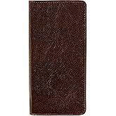 Time Resistance Long Leather Wallet - Bifold Mens Suit Leather Wallet - Checkbook Wallet - Tall Billfold Card Wallet - Slim Wallet Made in Italy (Brown)