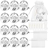 Shknldzsm 36 Pcs Book Lovers Gifts Set Book Lovers Keychain Thank You Tags and Organza Bags Bookworm Keychain Book Club Keyring for Writers Librarian Bibliophile Reader Lover Gift
