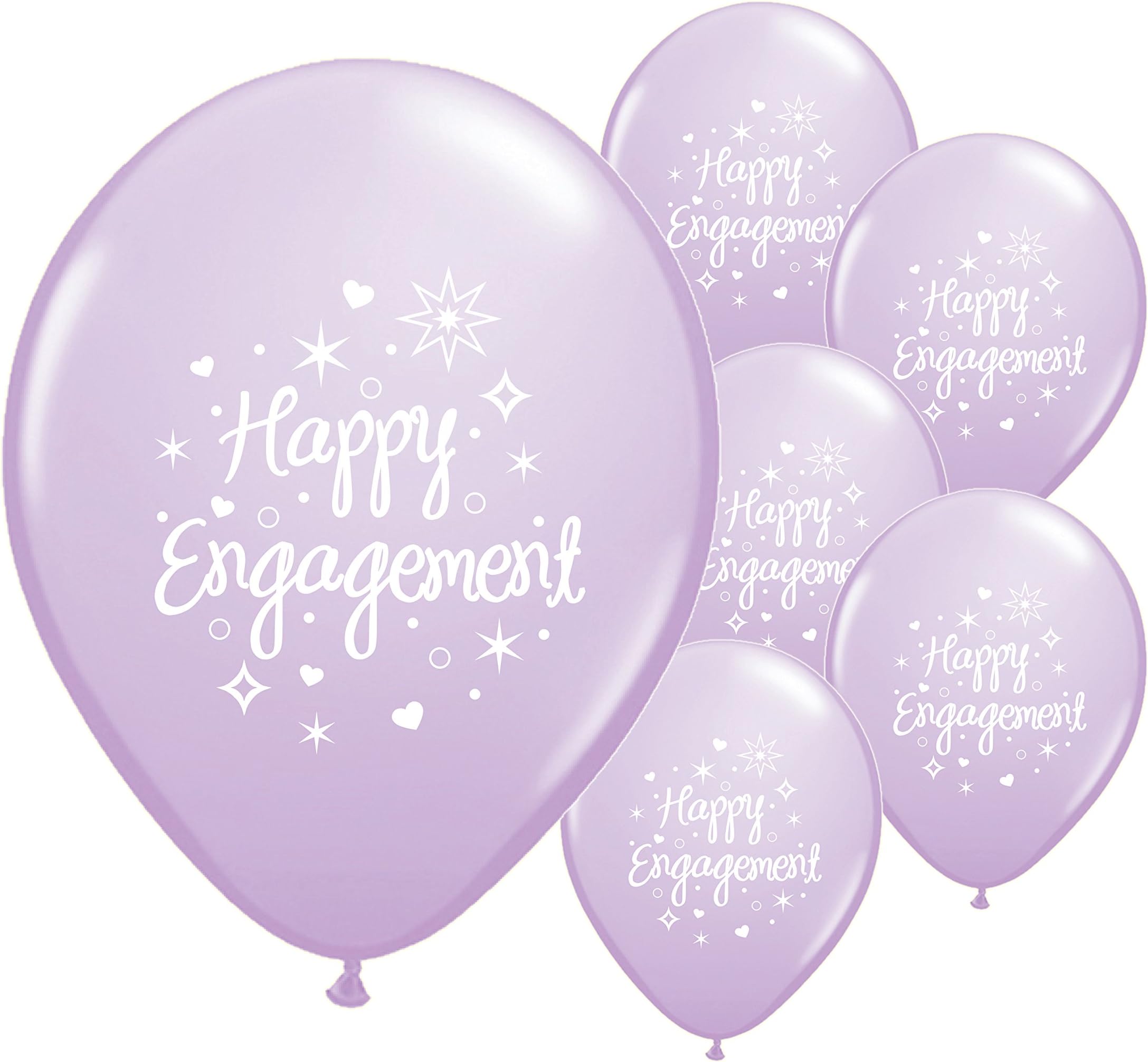10 x HAPPY ENGAGEMENT 12" HELIUM QUALITY PERALISED BALLOONS IN 7 COLOURS (LILAC)