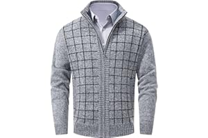 VtuAOL Men's Cardigan Sweaters Casual Full Zip Sweaters Knitted Cardigan with Pockets