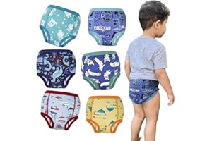 MooMoo Baby Absorbent Potty Training Underwear 6 Packs Cotton Training Pants for Boys and Girls 2T-9T