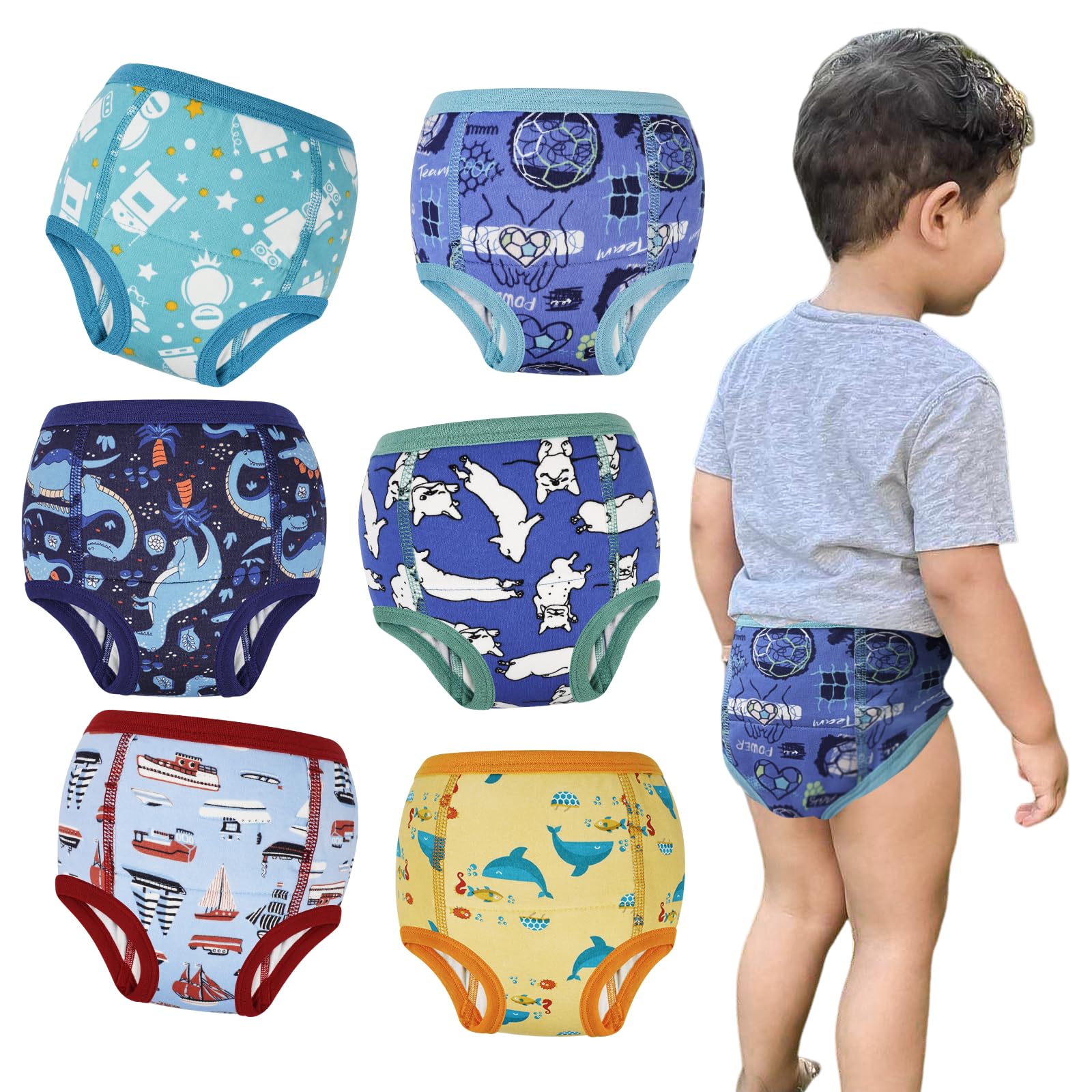 Photo 1 of MooMoo Baby Absorbent Potty Training Underwear 6 Packs Cotton Training Pants for Boys 6T