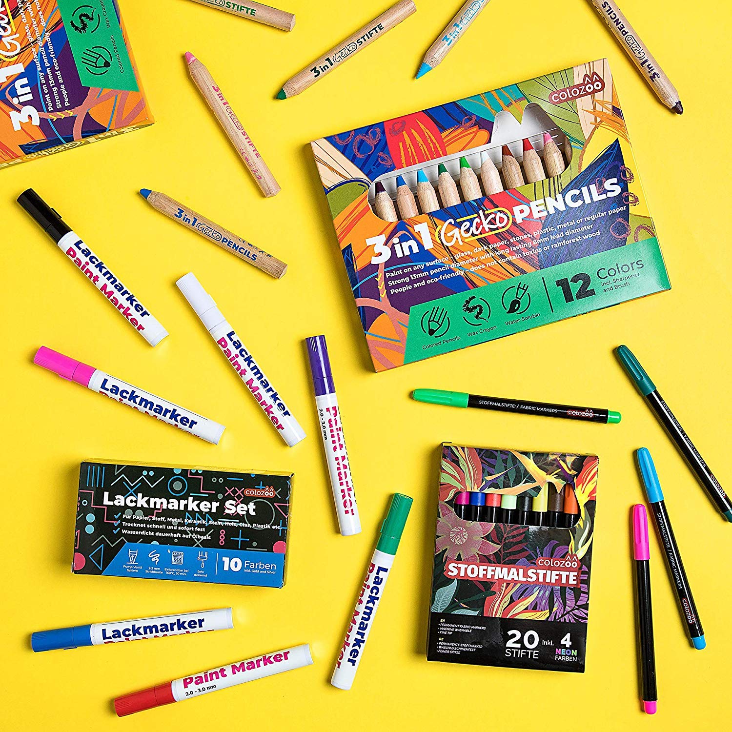 colozoo 3 in 1 Dicke Buntstifte Kinder 12 Farben Kleinkinder Malstifte 8