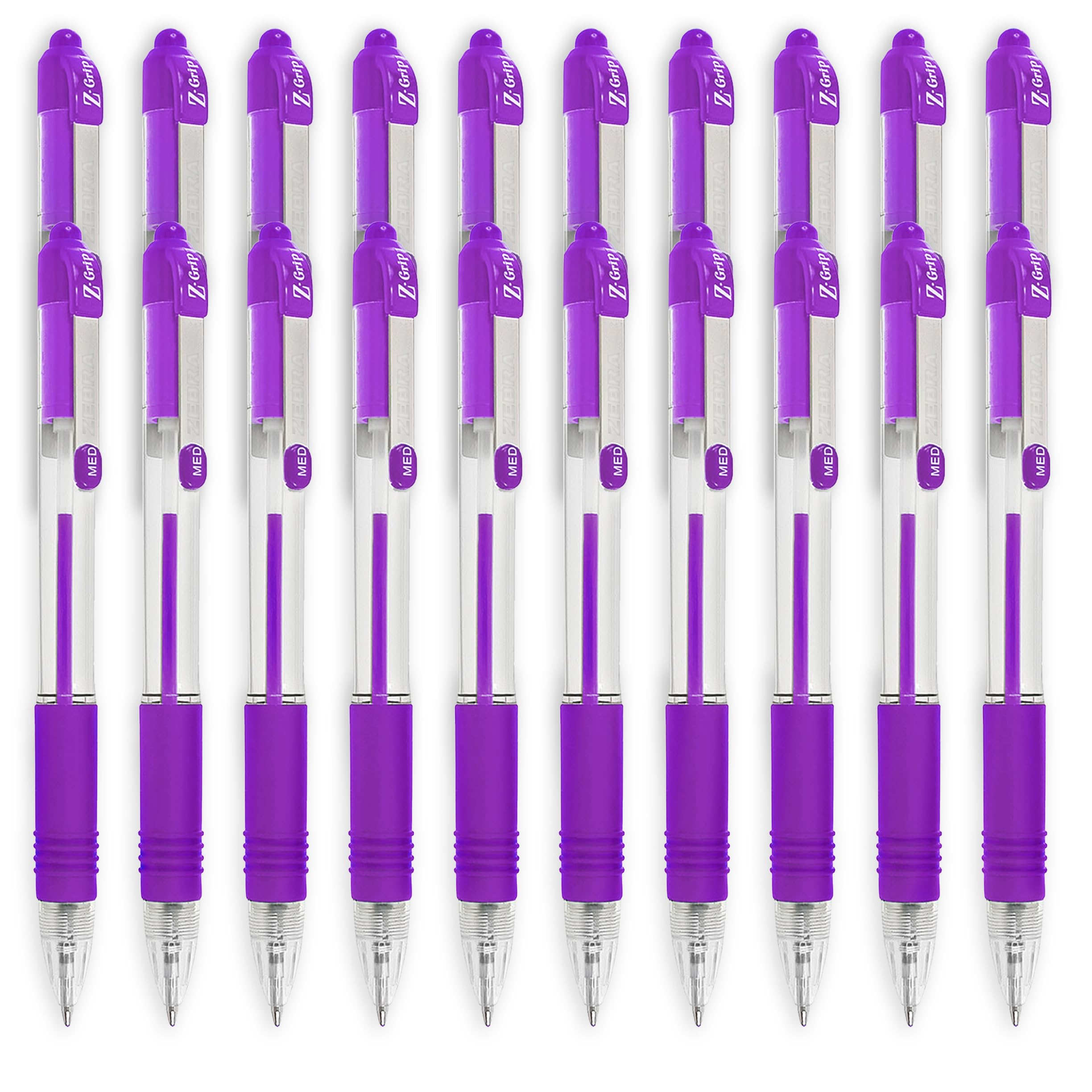Zebra Z-Grip Retractable Ballpoint Pen - Economy Pack of 20 (Violet)