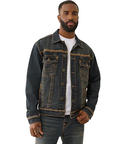 True Religion Oversized Super T Coated Jacket for Men - Men's Jean