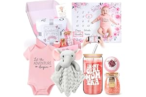 New Mom Gifts & Baby Girl Gift Set for Newborn,Baby Girl Gift Basket with Baby Milestone Blanket,Pregnancy Gifts for Expectin