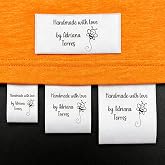Custom Sewing Labels for Clothing, Personalized Fabric Sew in Tags with Logo/Text, Multiple Sizes, Washable Handmade Labels with Icons &amp; Care Symbols, 30-200pcs for Small Business &amp; Crafts