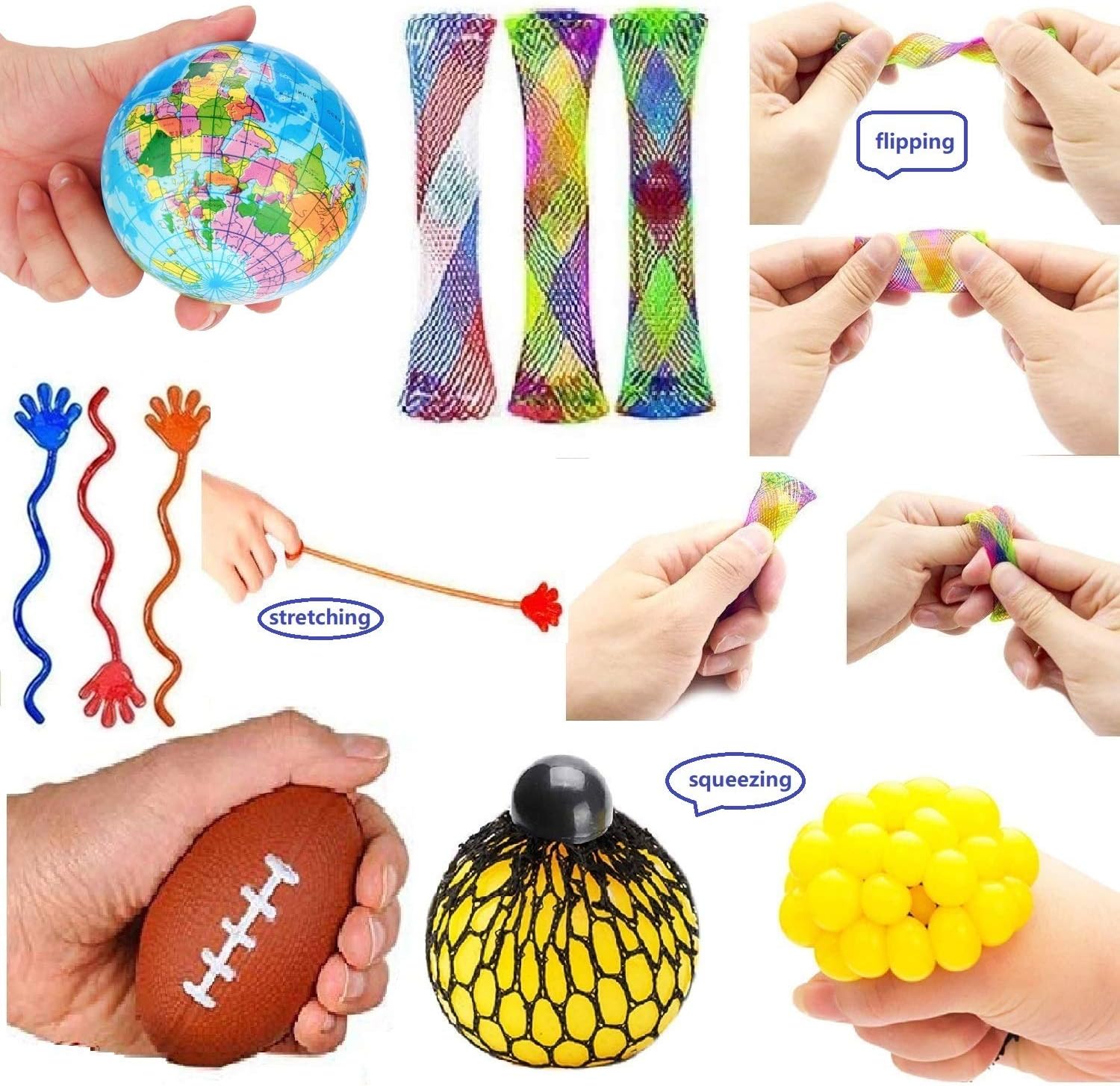 Sensory Fidget Toys 27 Pack Party Favors Set, Bundle Stress Relief Anti-Anxiety for Kids and Adults, with Flippy Chain, Stress Ball, for Easter Basket Stuffers Gifts Treasure Box Prizes for Classroom: Toys & Games