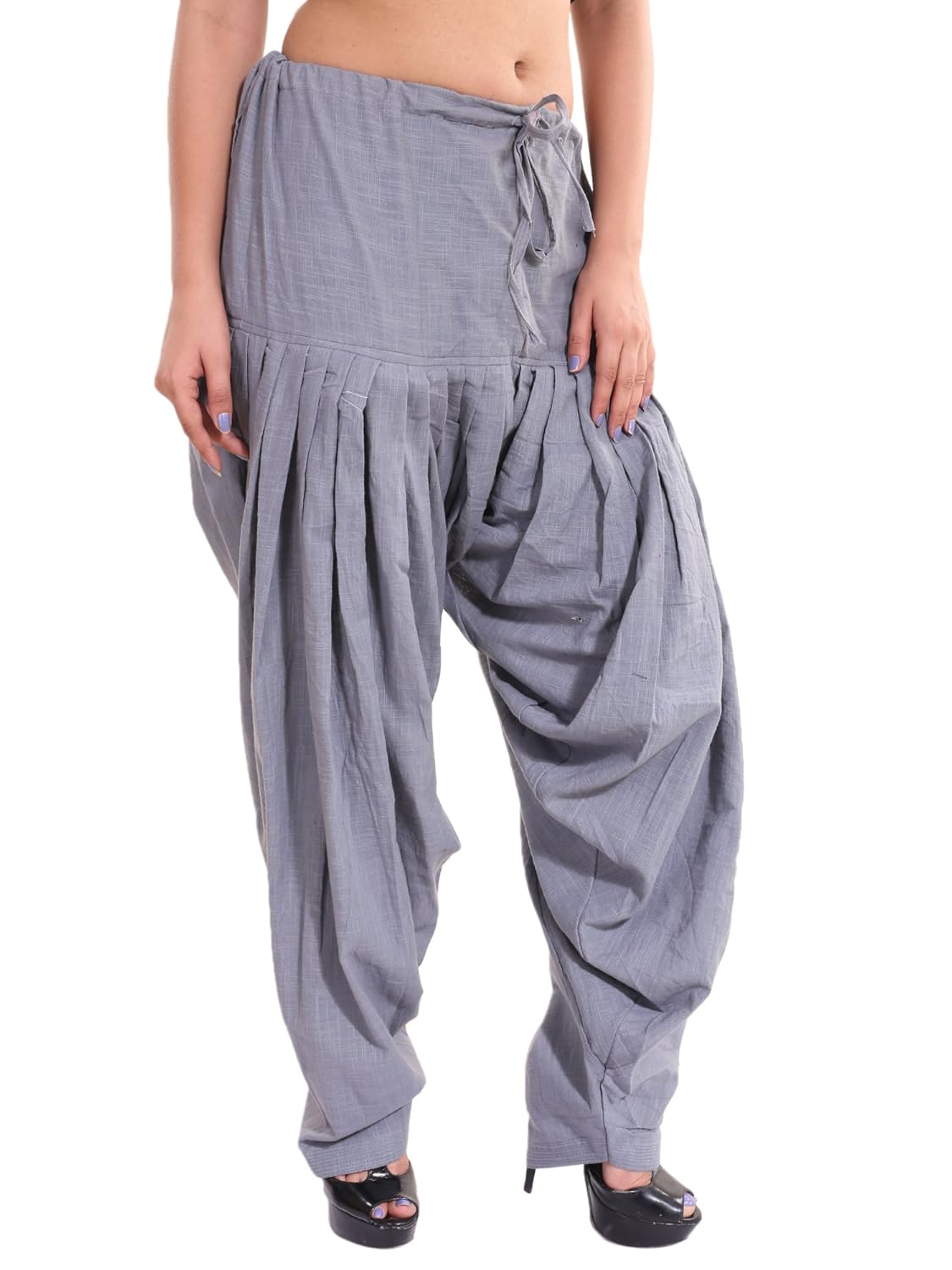 zaributi women's khadi patiala (ptl-slb-semi-gry_grey_free size)