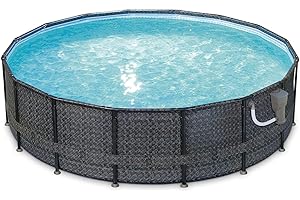 Summer Waves P4A01648B 16ft x 48in Above Ground Frame Outdoor Swimming Pool Set w/ Filter Pump, Pool Cover, Ladder, Ground Cloth, & Maintenance Kit