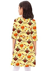 Kids Girls Thanksgiving Dress Pumpkin Half Sleeve