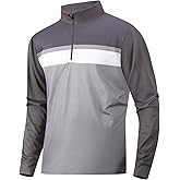 Damipow Mens Quarter Zip Pullover Golf Shirts Long Sleeve Zipper Sweatshirt Dry Fit Polo Outdoor Running Shirts for Men