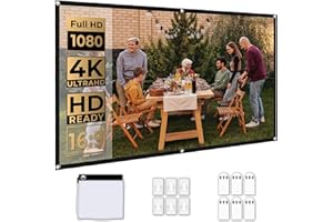 WEWATCH 120 Inch Projector Screen, Portable and Foldable Projector Screen, Double Sided Video Projector Screen for Indoor, Outdoor, Wrinkle Free