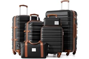 LONG VACATION Luggage Sets 4 Piece Luggage with ABS+PC Hardshell, Spinner Wheels & YKK Zipper TSA Lock for Travel Esssentials