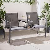 VonHaus Paris Love Seat Grey 2 Seater Textilene Patio Set Garden view 2