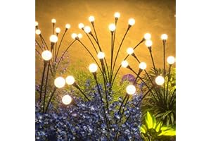 URLLYIA Solar Lights Outdoor - Upgraded 4-Pack of 32 LEDs Solar Garden Light,IP65 Waterproof Outdoor Decor Solar Firefly Lights for Yard,Pathway Decoration,Unique Gifts for Women and Grandma (Warm White)