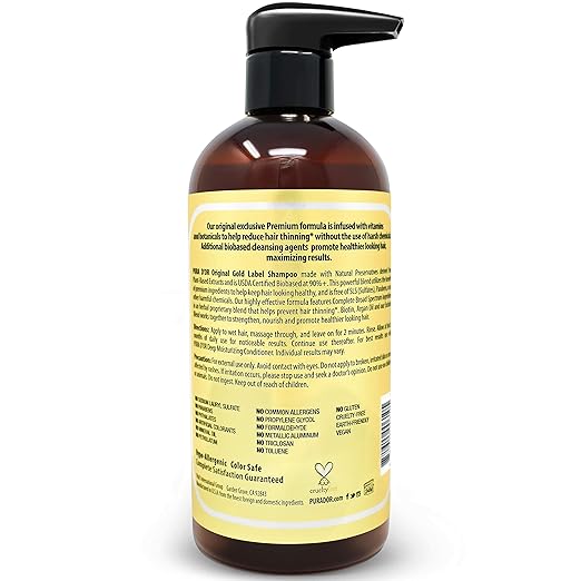 Amazon.com: Pura D'or Conjunto de champú original de etiqueta dorada, Champú antiperdida de cabello etiqueta dorada: Beauty