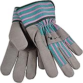 G & F Products JustForKids Kids Garden Work Gloves Soft Cotton or Synthetic Leather, Dirt-Resistant, Non-Slip, Knit Wrist
