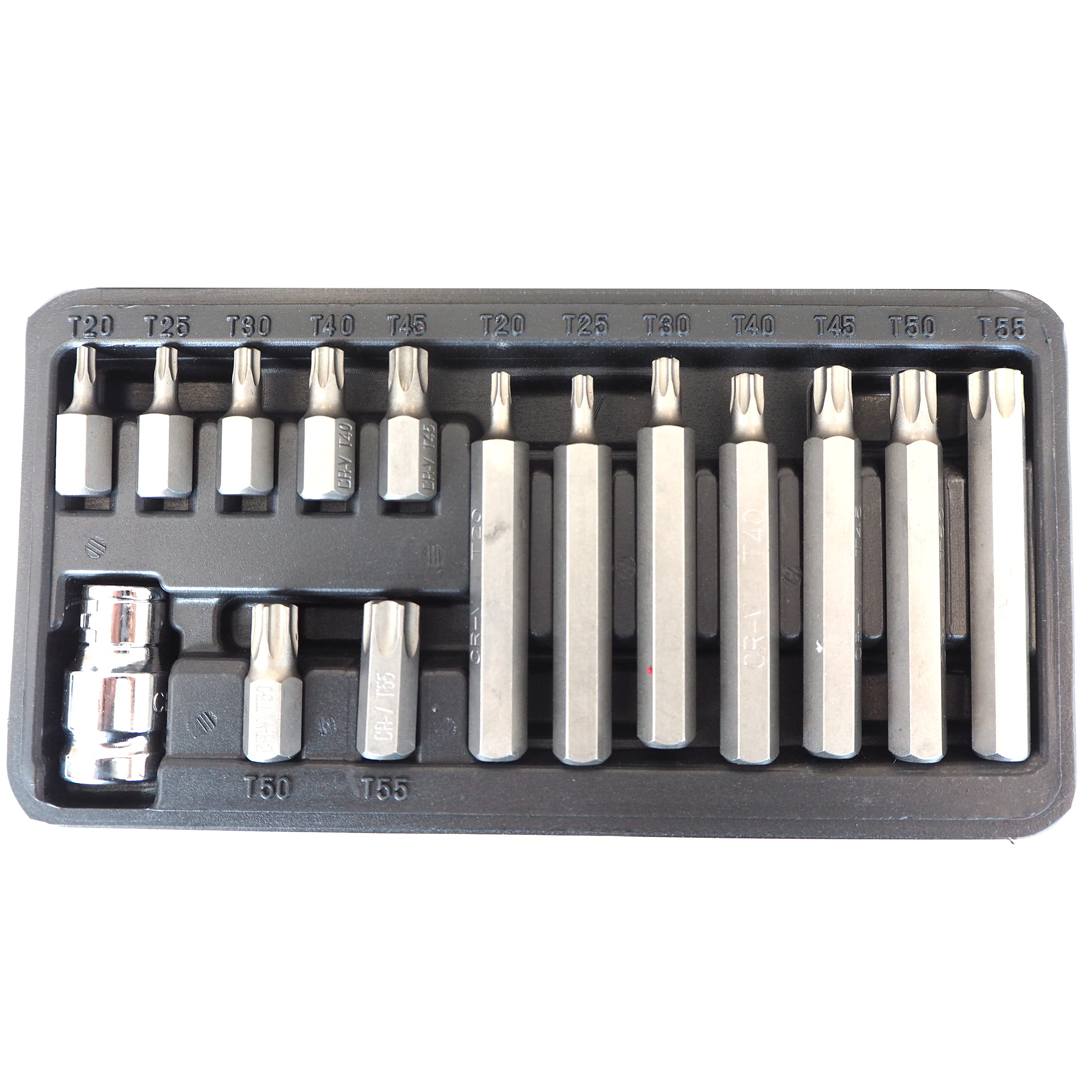 Simply 15-Piece Torx Bit Set – Chrome Vanadium Steel T20–T55, 30 mm & 75 mm Bits with 1/2″ Adapter and Storage Case