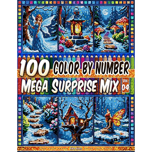 100 Color by Number - Mega Surprise Mix - Vol. 01: 100 Designs in