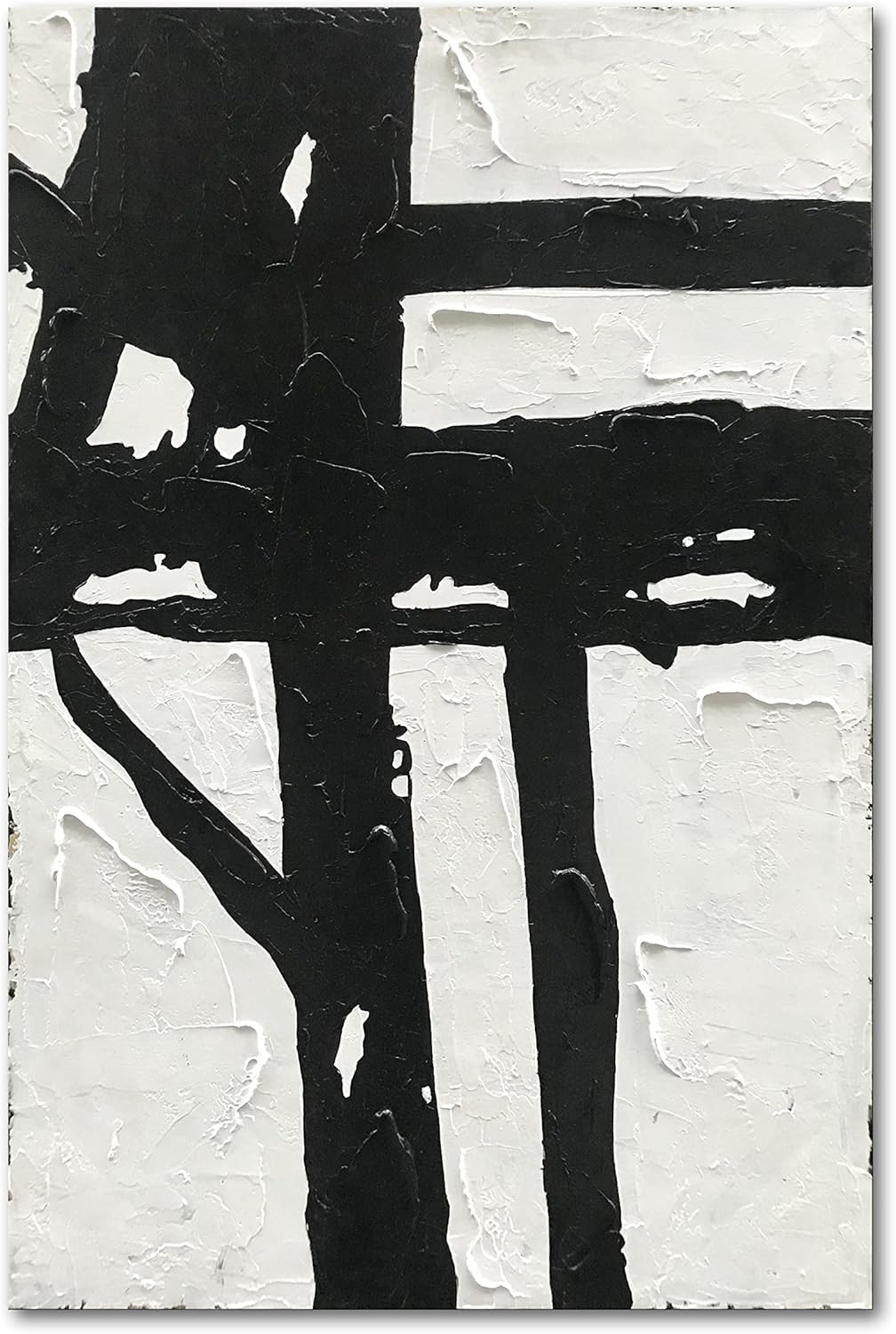 Paintings - NANKAI Hand-Painted Black And White Abstract Wall Art Contemporary Minimalist Oil Painting Art 45x30 inch Large Painting Art For Home Walls Living Room Hallway Wall Decoration