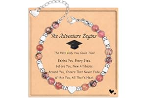 Wisedawn 2025 Graduation Gifts for Her/Girls/Women/Kids, Healing Natural Stone Bracelets with Meaningful Card