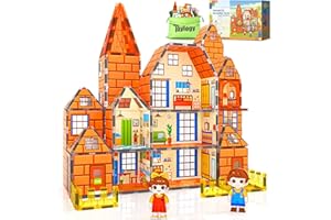 TOYLOGY Magnetic Tiles-Doll House with Magnets for Kids Playhouse Tiles Edition Double Sided, Kids Toys Magnetic Blocks for Boys Girls Age 3-4 4-5 6-8, Stem Sensory Toy for Classroom Must Haves Building Toys