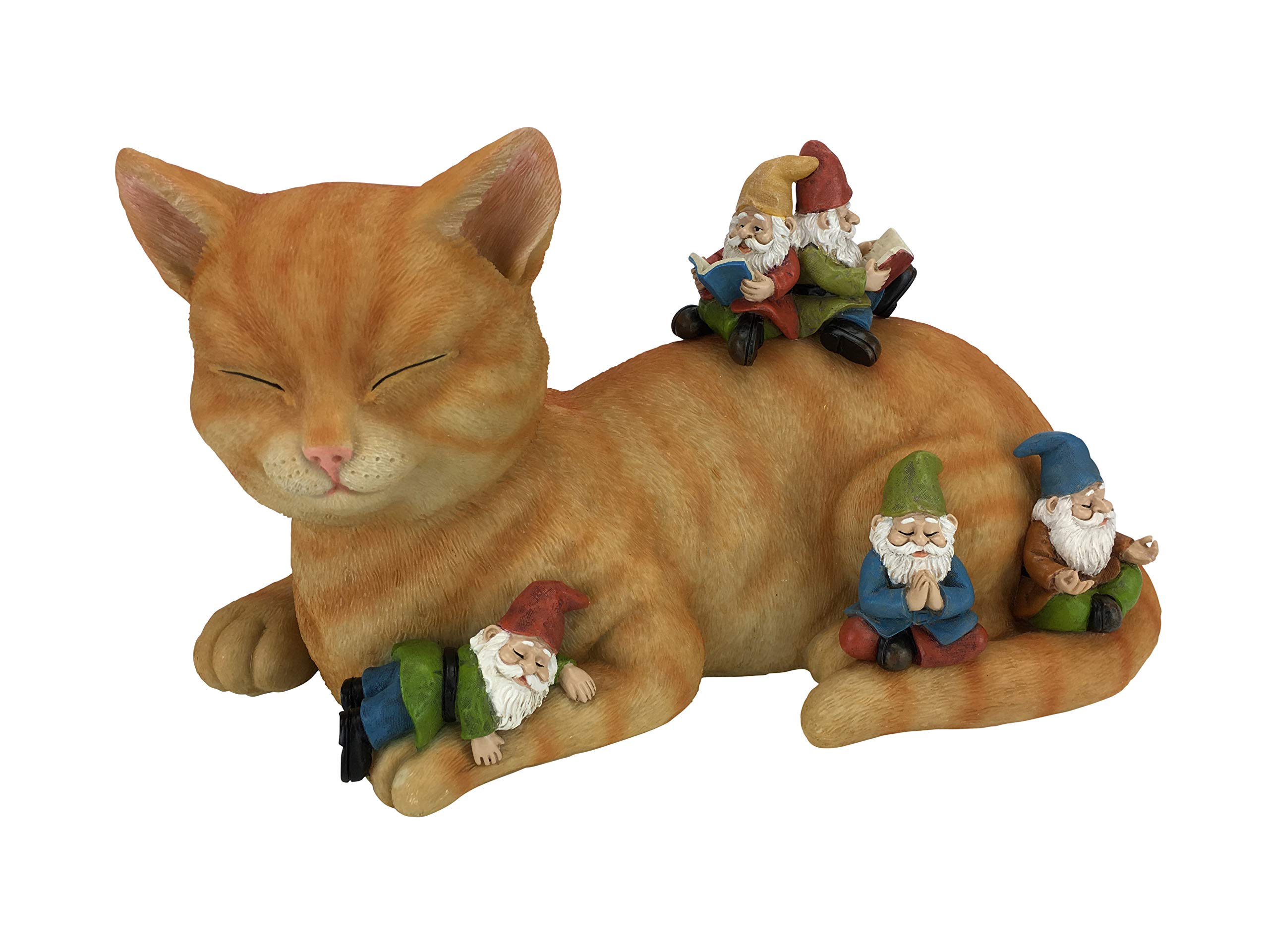 GlitZGlam Cody the Miniature Cat and Gnomes - “A Relaxing Day” - A Fairy Garden Gnome Miniature
