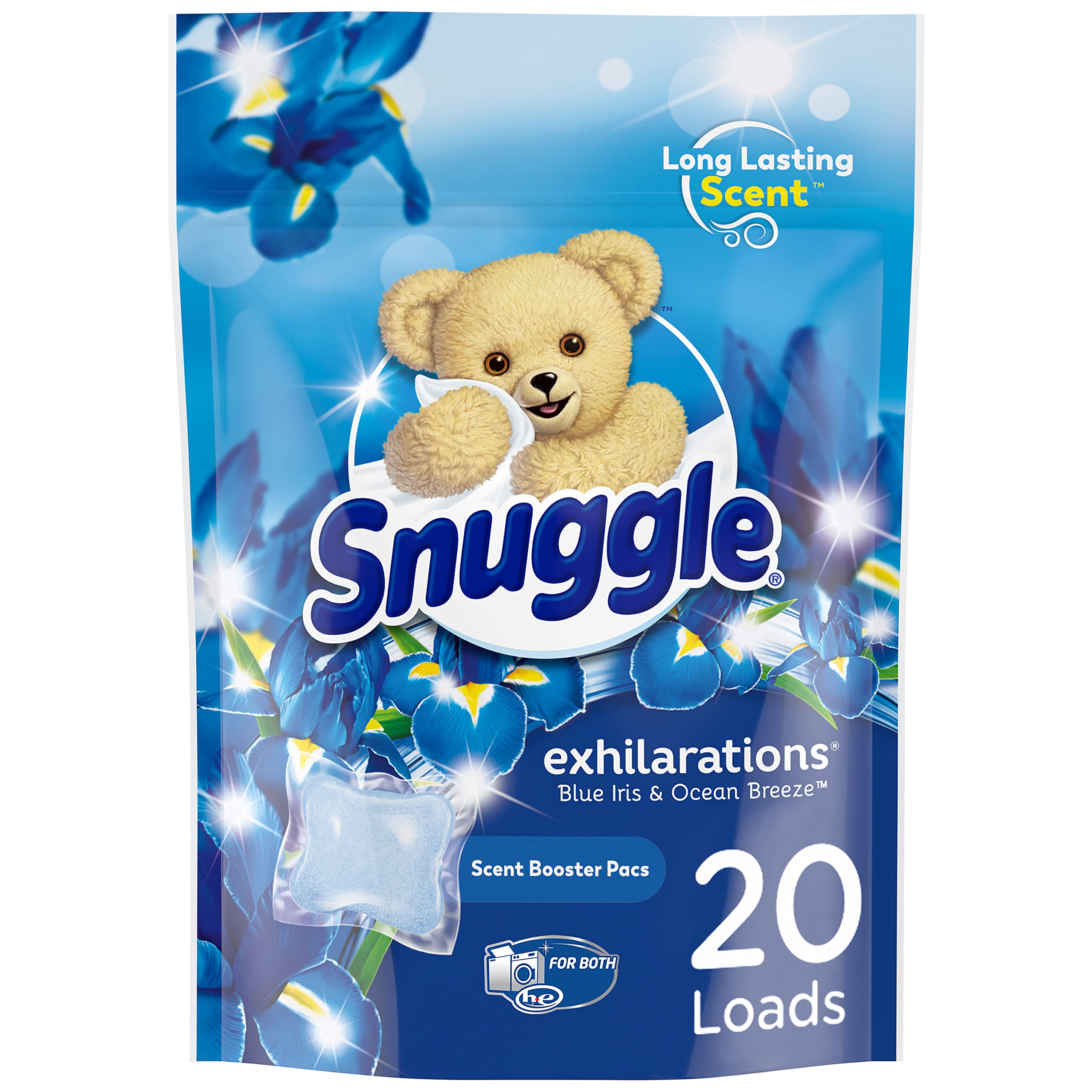 Snuggle Exhilarations in Wash Laundry Scent Booster Pacs, Blue Iris & Ocean Breeze, 20 Count