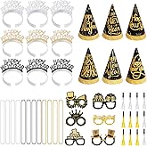 Yolyoo 42 PCS New Years Eve Party Supplies 2026 Including Happy New Year Headband,Glasses,Noise Makers & Necklace for Party Favors