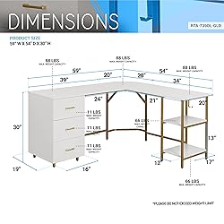 Techni Mobili L Shaped Desk - Two-Toned Computer