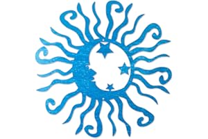 Riverside Designs Wacky Solar Moon Metal Wall Art Steel Outdoor Decor | Heavy-Duty and Waterproof | Made in USA (Teal, 24L x 24W)